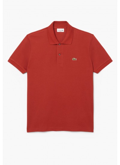 Men T-Shirts L1212 Red Cotton Lacoste