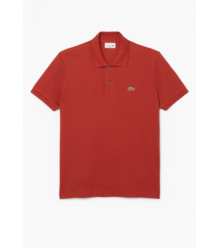 Men T-Shirts L1212 Red Cotton Lacoste