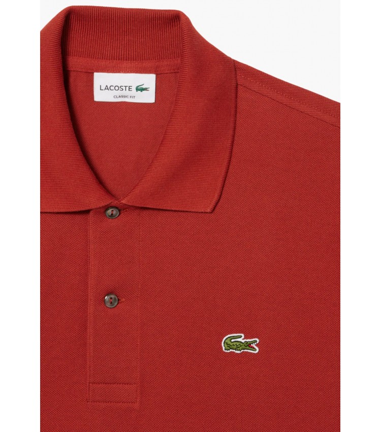 Men T-Shirts L1212 Red Cotton Lacoste