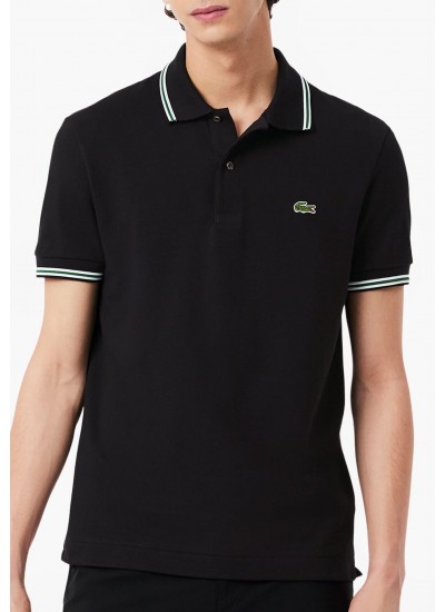 Men T-Shirts PH9875 Black Cotton Lacoste