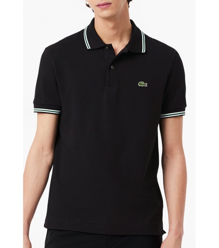 Men T-Shirts PH9875 Black Cotton Lacoste