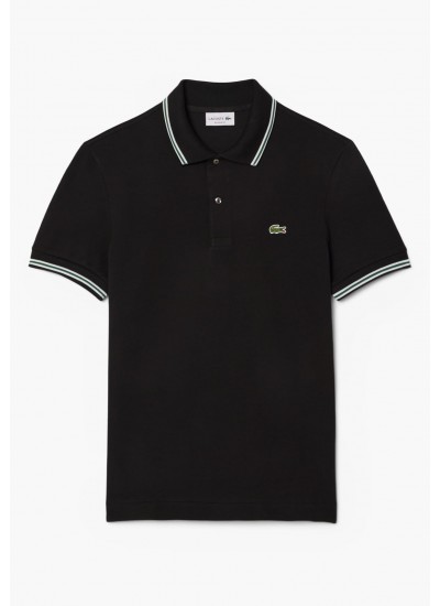 Men T-Shirts PH9875 Black Cotton Lacoste