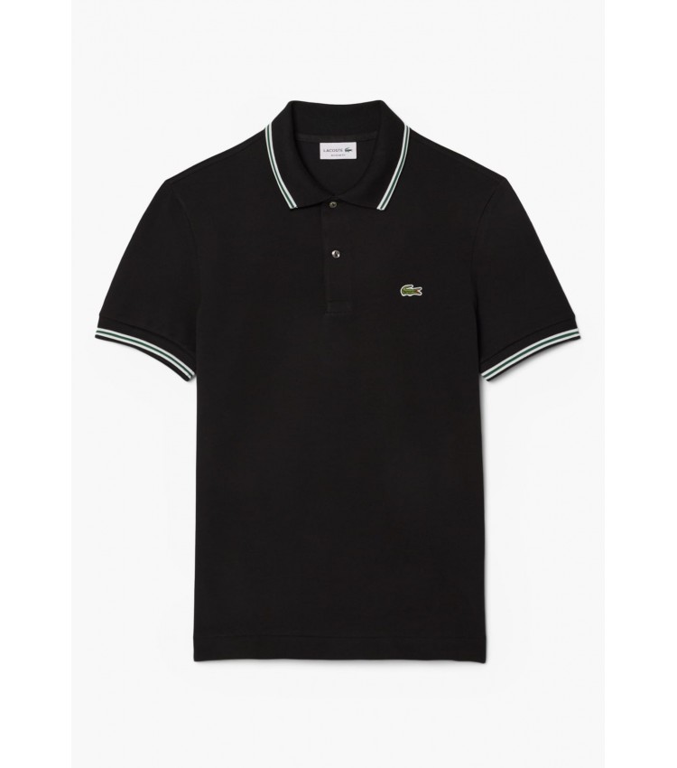 Men T-Shirts PH9875 Black Cotton Lacoste