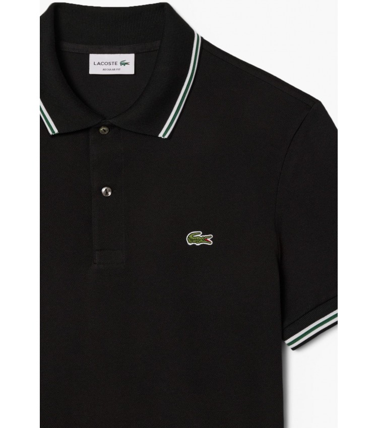 Men T-Shirts PH9875 Black Cotton Lacoste