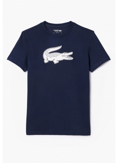 Men T-Shirts Sport.Print DarkBlue Cotton Lacoste