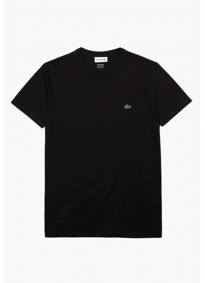 Men T-Shirts TH6709 Black Cotton Lacoste