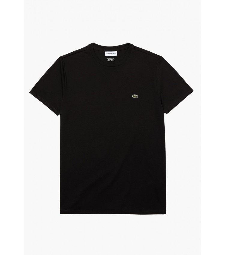 Men T-Shirts TH6709 Black Cotton Lacoste