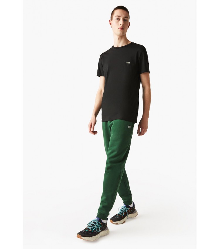 Men T-Shirts TH6709 Black Cotton Lacoste