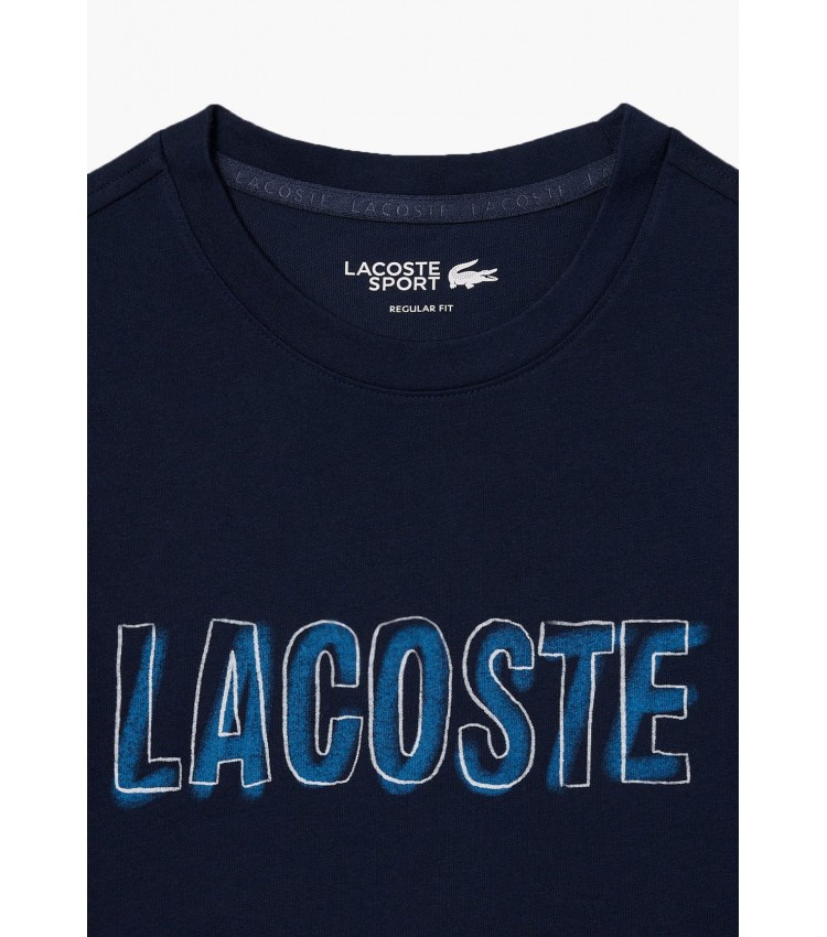 Ανδρικές Μπλούζες TH8916 Σκούρο Μπλε Βαμβάκι Lacoste