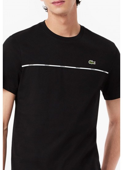 Men T-Shirts TH9842 Black Cotton Lacoste