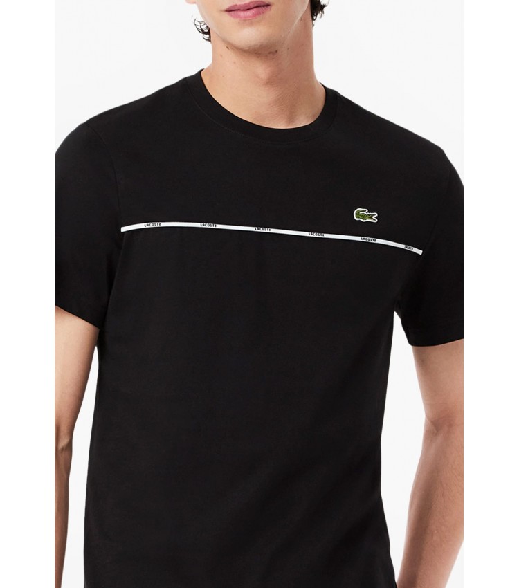 Men T-Shirts TH9842 Black Cotton Lacoste