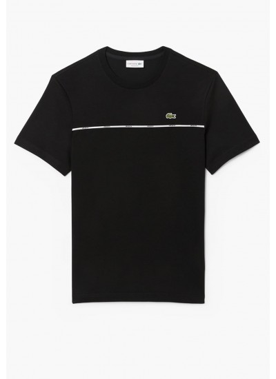 Men T-Shirts TH9842 Black Cotton Lacoste