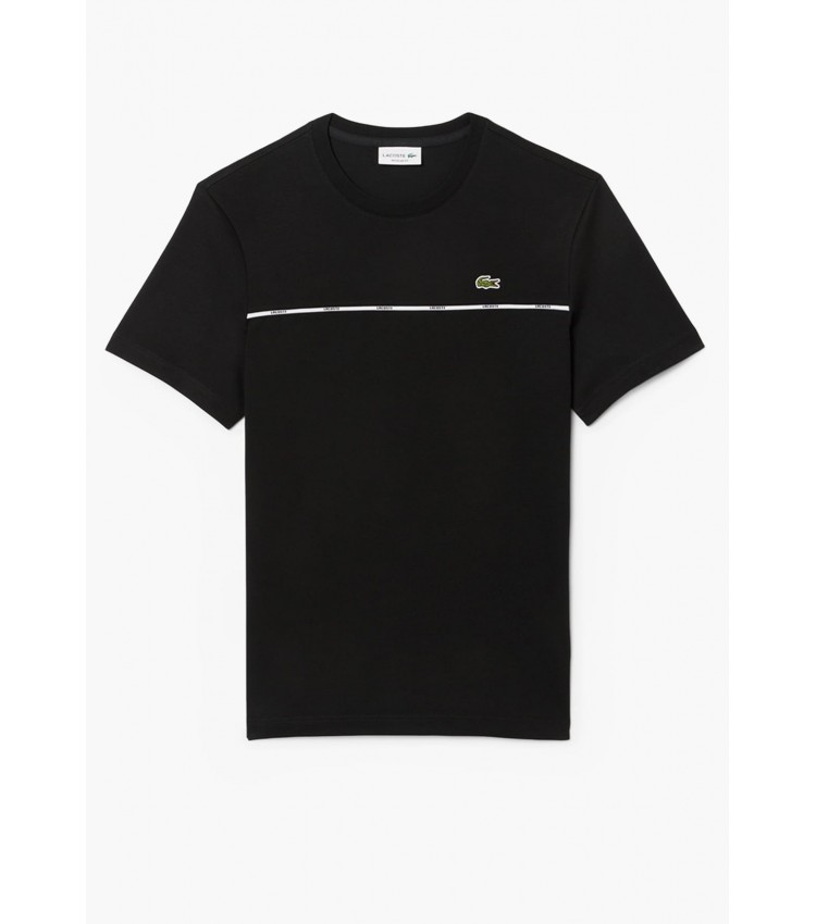 Men T-Shirts TH9842 Black Cotton Lacoste