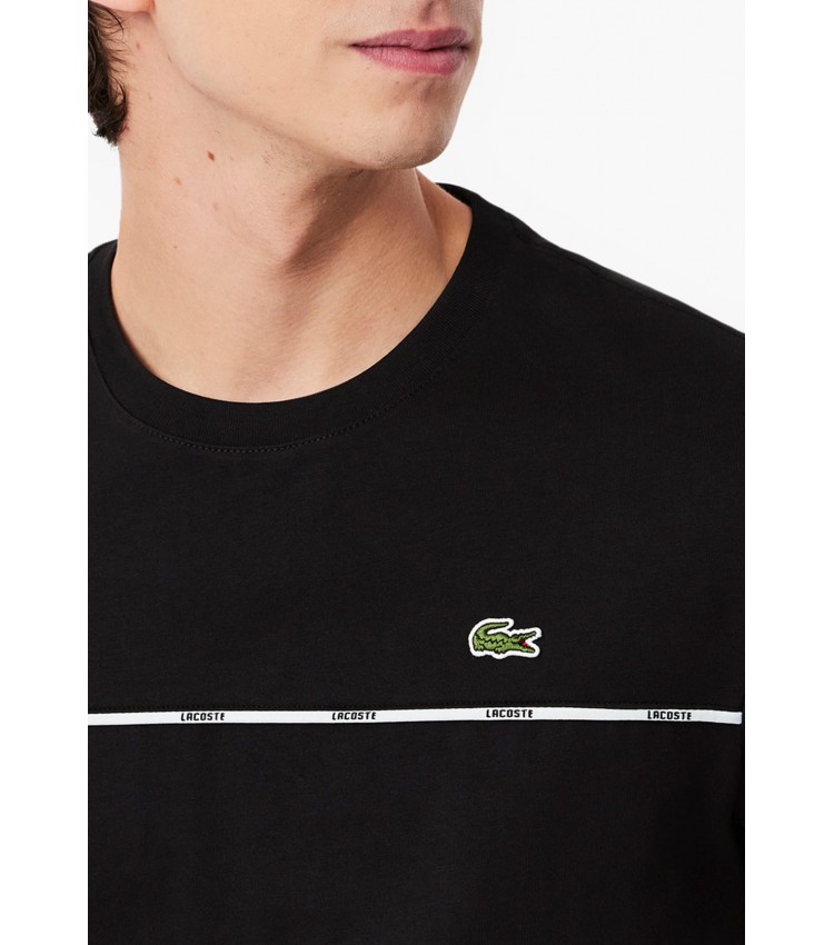 Men T-Shirts TH9842 Black Cotton Lacoste