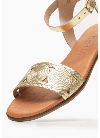 Women Flats 3056 Gold Leather Eva Frutos