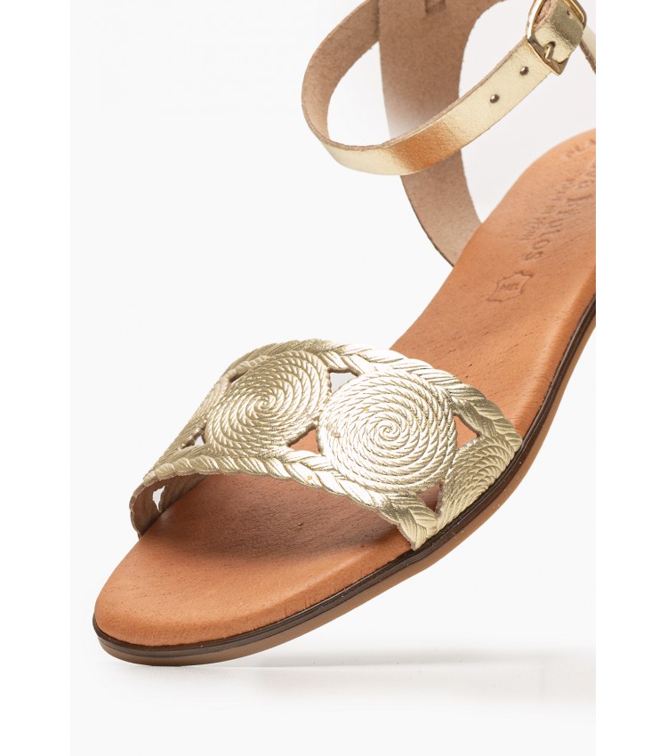 Women Flats 3056 Gold Leather Eva Frutos