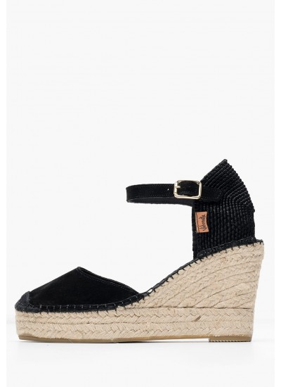 Women Espadrilles 13000SRTI Black Buckskin Vidorreta