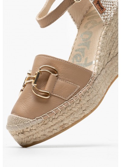 Women Espadrilles 6941NATI Beige Leather Vidorreta