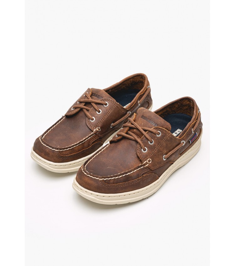 Men Sailing shoes Charlestown Brown Oily Leather Sebago