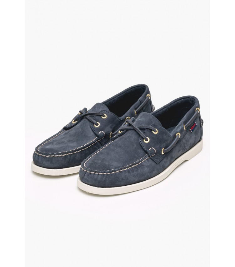 Men Sailing shoes Docksides.Nbk Blue Nubuck Leather Sebago