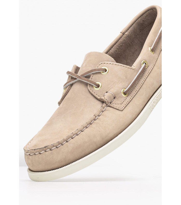 Men Sailing shoes Docksides.Nbk Beige Nubuck Leather Sebago