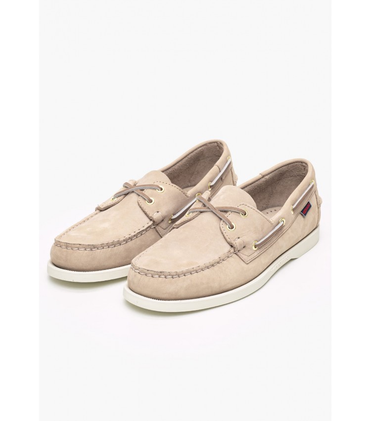 Men Sailing shoes Docksides.Nbk Beige Nubuck Leather Sebago