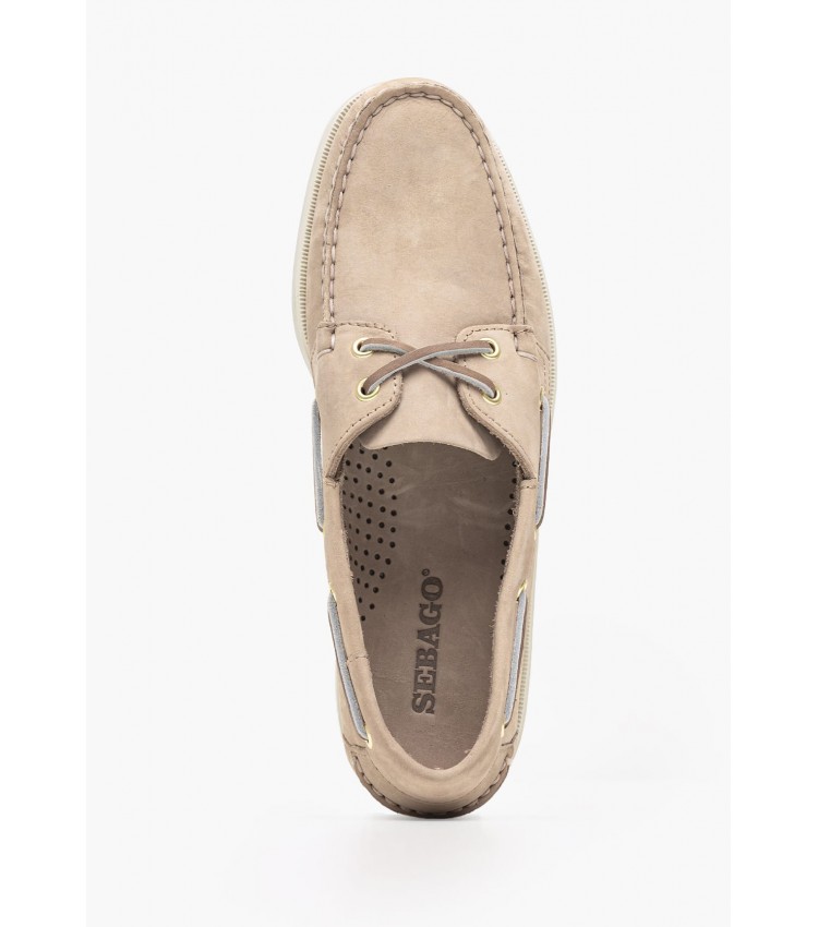 Men Sailing shoes Docksides.Nbk Beige Nubuck Leather Sebago