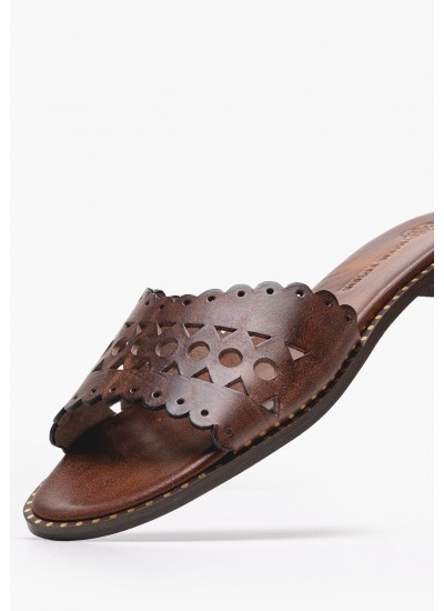 Women Flats 04.902X Brown Leather MAKIS KOTRIS