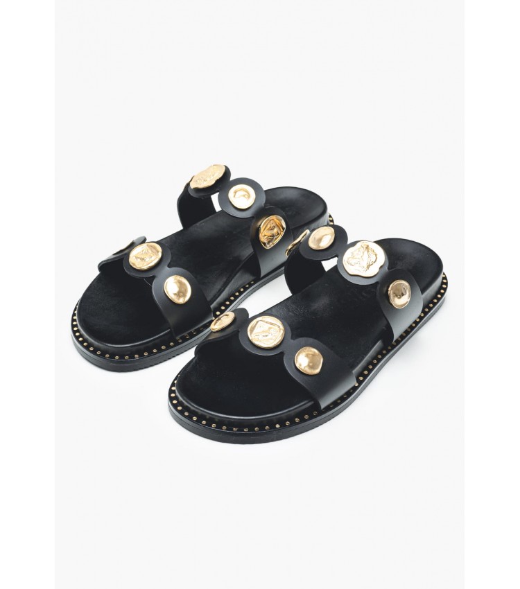 Women Flats 14.857 Black Leather MAKIS KOTRIS