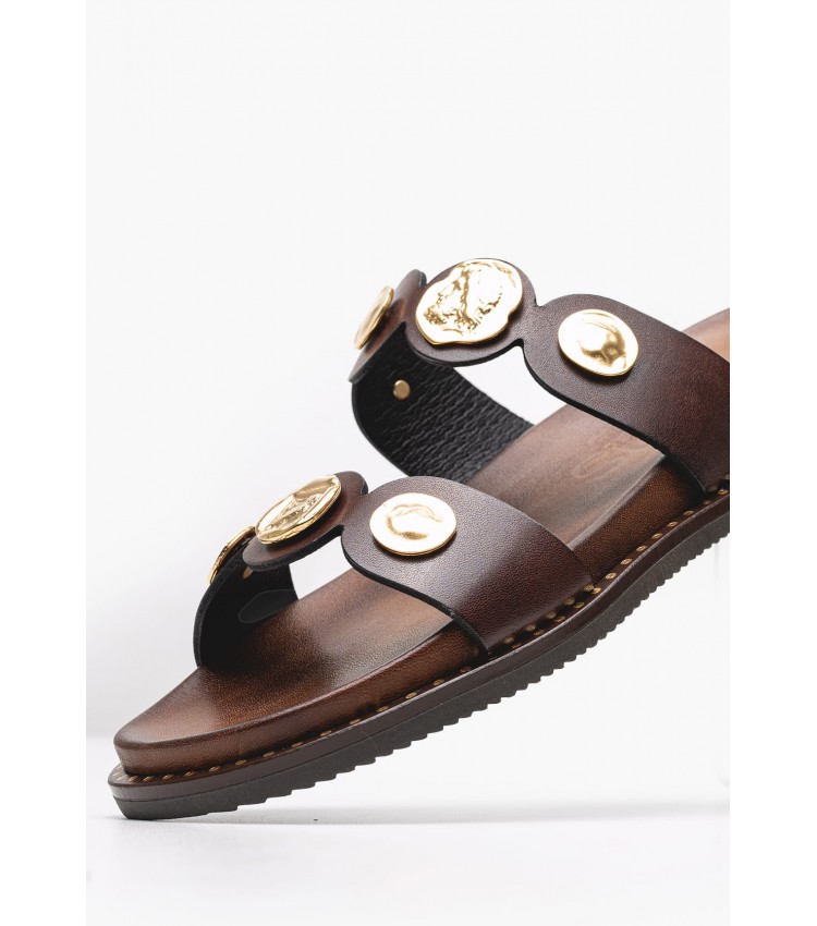 Women Flats 14.857 Brown Leather MAKIS KOTRIS