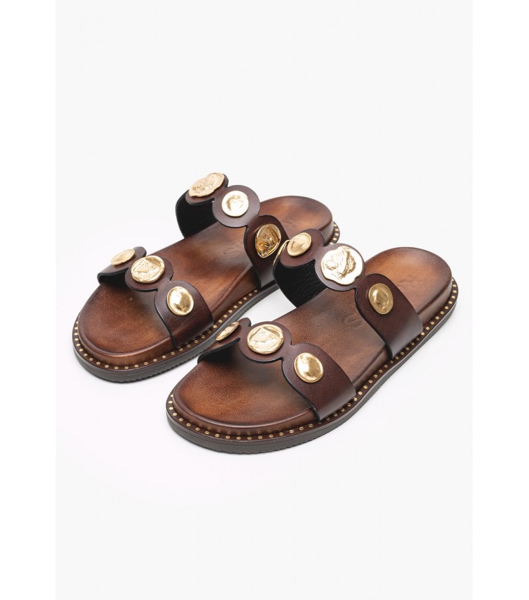 Women Flats 14.857 Brown Leather MAKIS KOTRIS