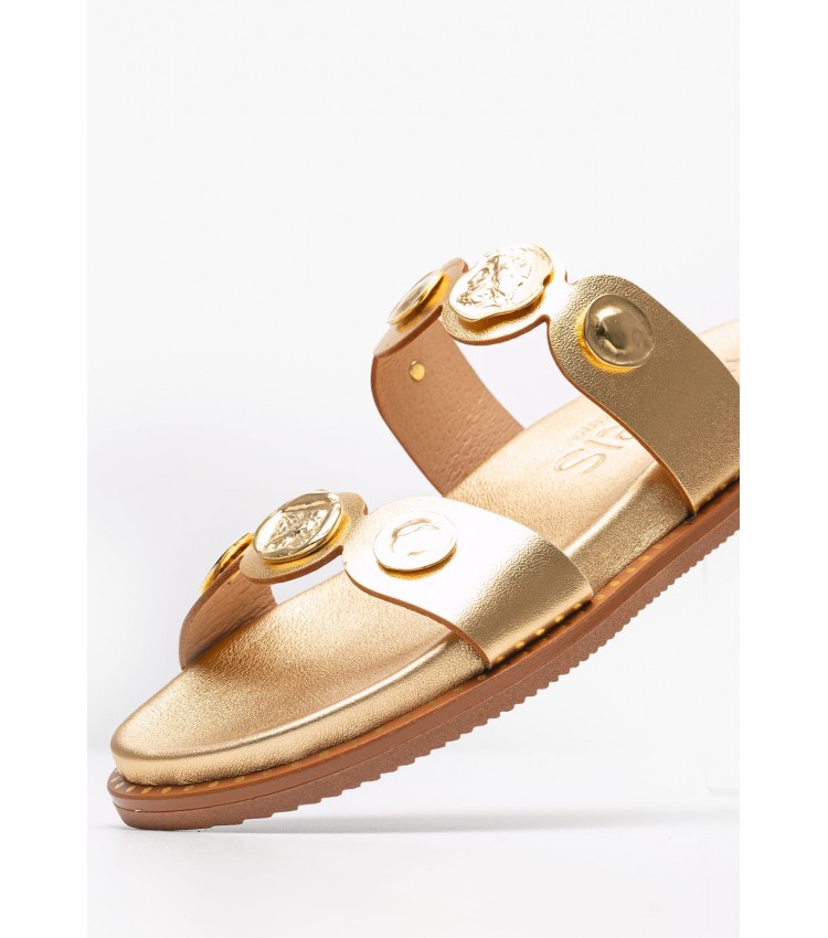 Women Flats 14.857 Gold Leather MAKIS KOTRIS