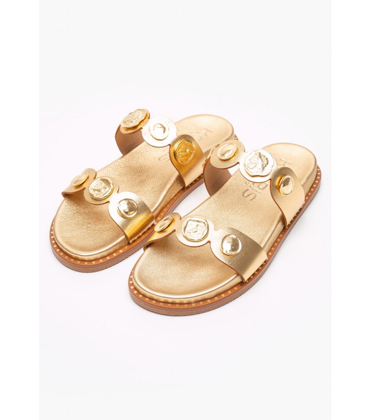 Women Flats 14.857 Gold Leather MAKIS KOTRIS