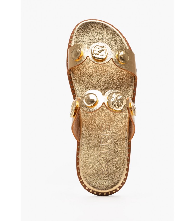 Women Flats 14.857 Gold Leather MAKIS KOTRIS