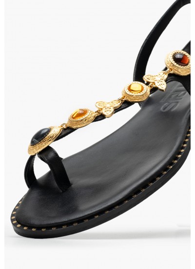 Women Flats K.890 Black Leather MAKIS KOTRIS