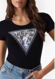 Women T-Shirts - Tops Cn.Flower Black Cotton Guess