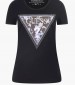 Women T-Shirts - Tops Cn.Flower Black Cotton Guess