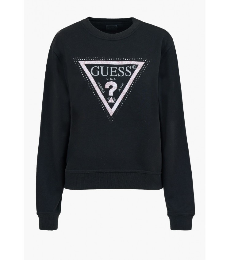 Γυνακεία Φούτερ Cn.Python Μαύρο Βαμβάκι Guess