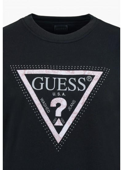 Γυνακεία Φούτερ Cn.Python Μαύρο Βαμβάκι Guess