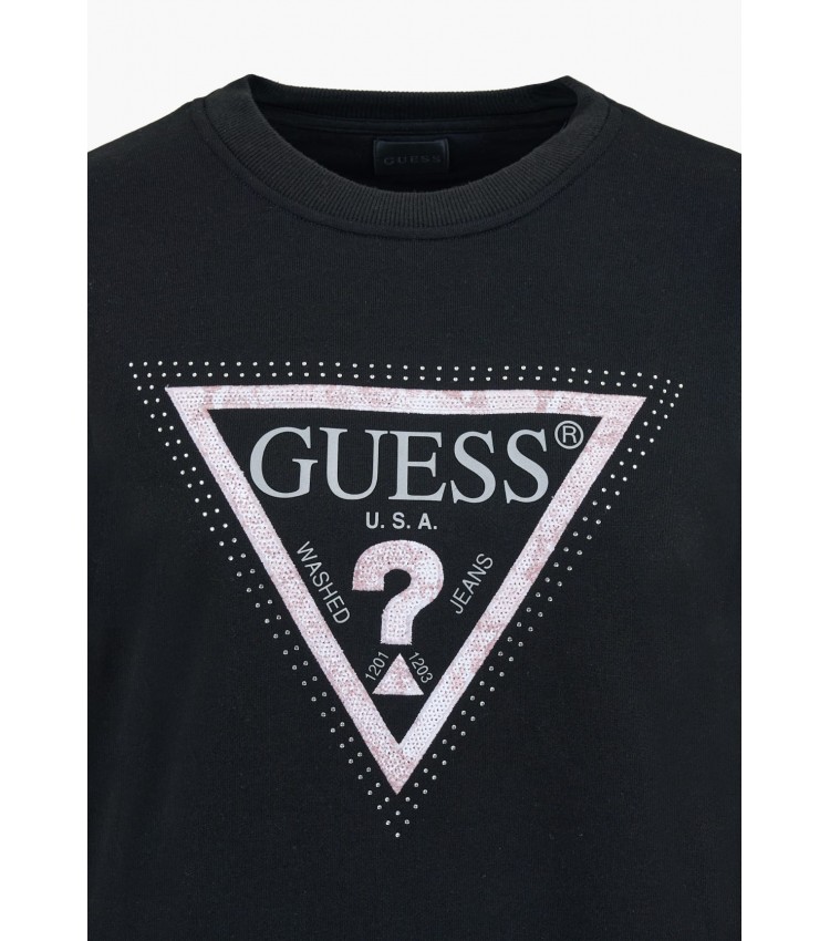 Γυνακεία Φούτερ Cn.Python Μαύρο Βαμβάκι Guess