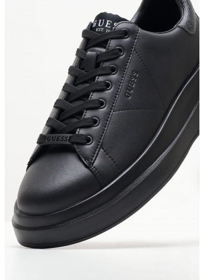 Men Casual Shoes Elba.B Black Leather Guess