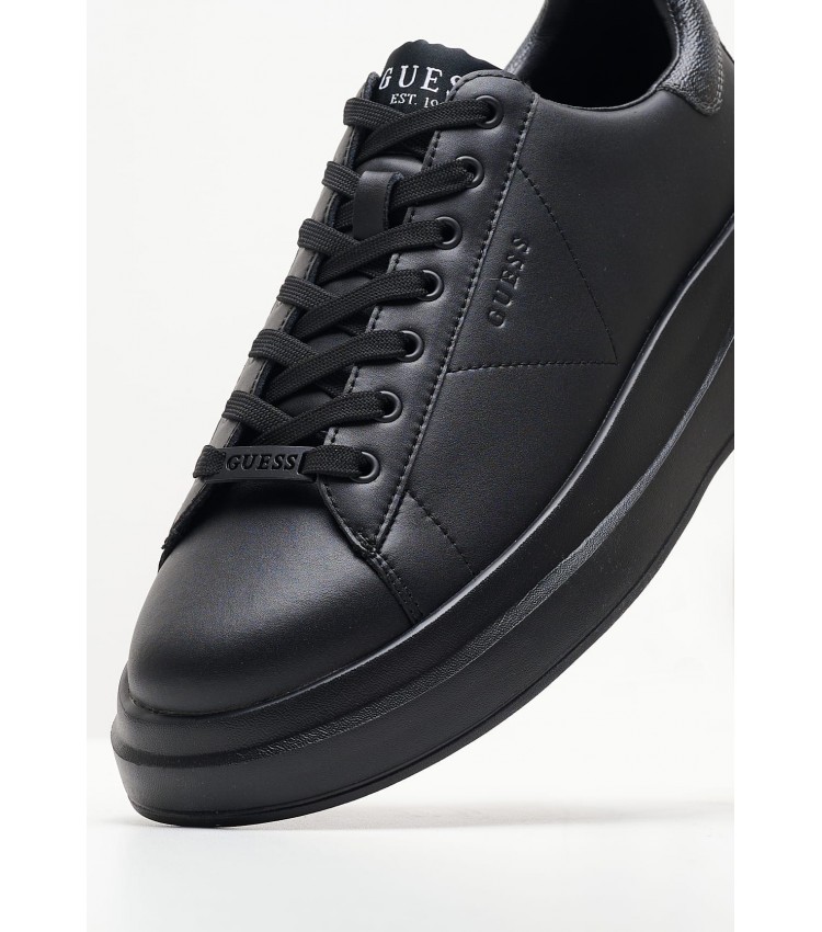 Men Casual Shoes Elba.B Black Leather Guess