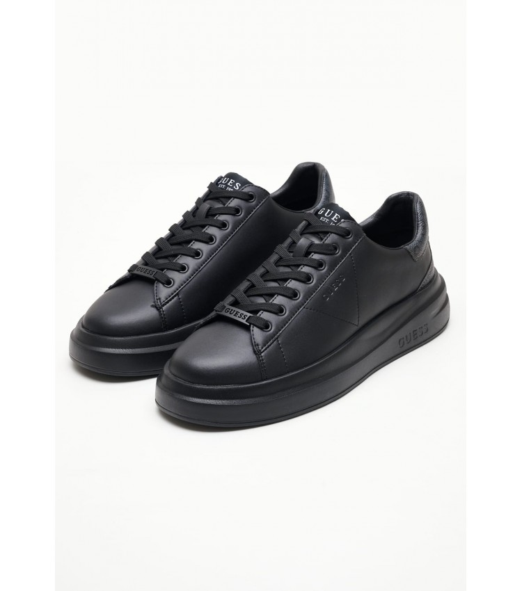 Men Casual Shoes Elba.B Black Leather Guess