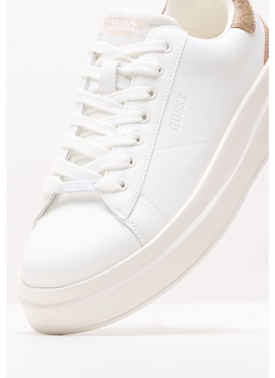 Women Casual Shoes Elbina.24 White Leather Guess