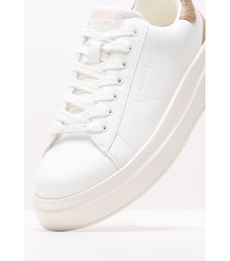 Women Casual Shoes Elbina.24 White Leather Guess