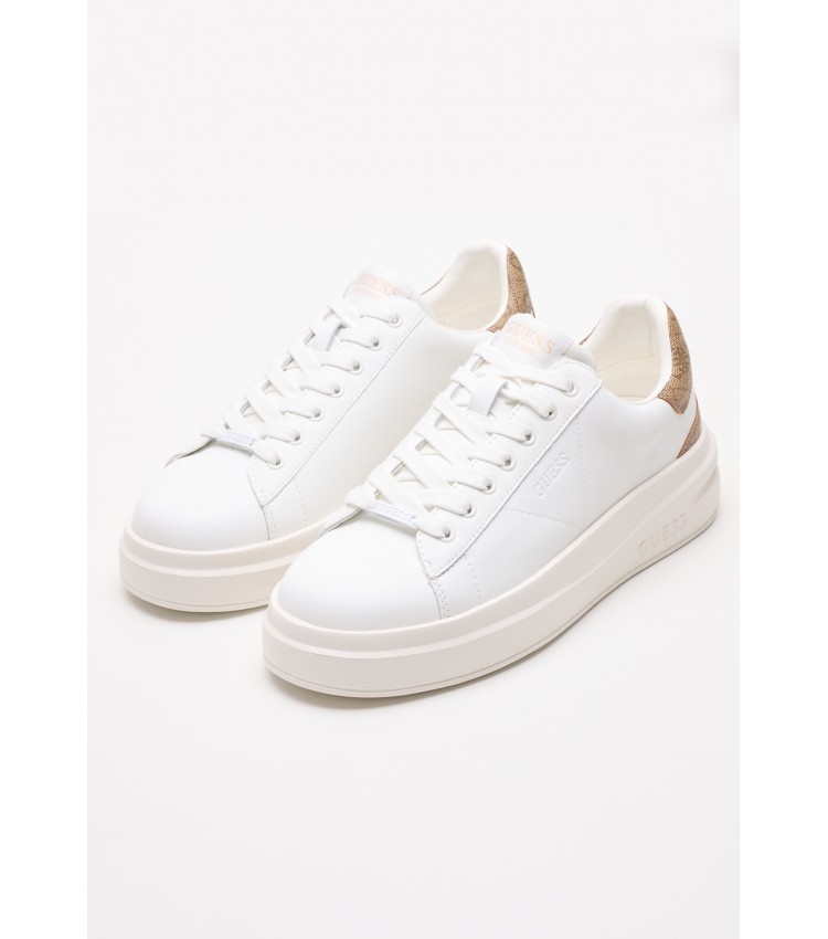 Women Casual Shoes Elbina.24 White Leather Guess