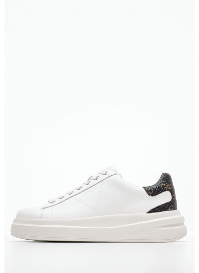 Women Casual Shoes Elbina.Brnz White Leather Guess