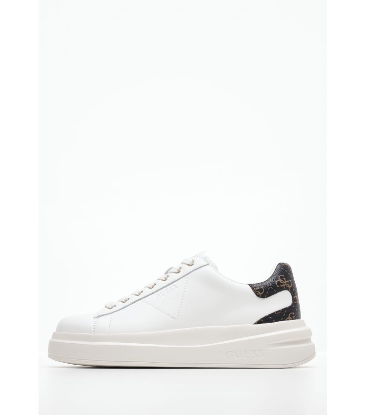 Women Casual Shoes Elbina.Brnz White Leather Guess