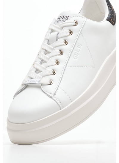 Women Casual Shoes Elbina.Brnz White Leather Guess