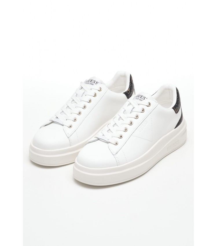 Women Casual Shoes Elbina.Brnz White Leather Guess